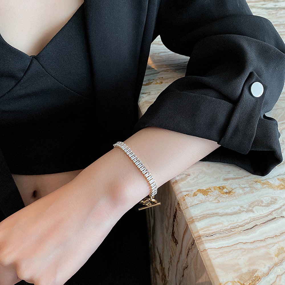 OT Vòng Tay Mạ Bạc Họa Tiết Hình Học Thời Trang Cho Nữ