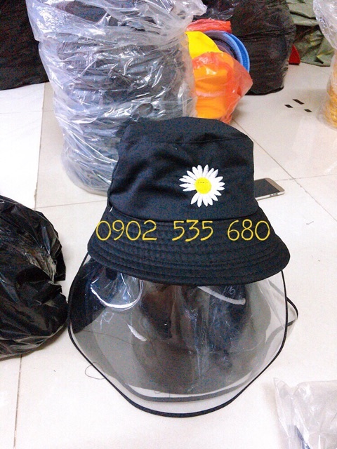Nón chống dịch thêu hoa cúc