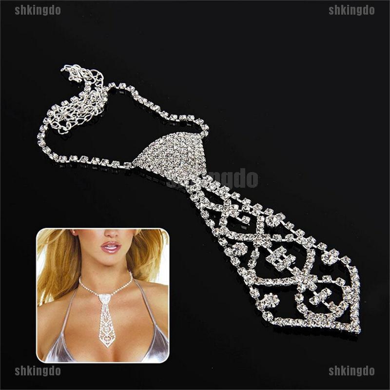 Dây chuyền thiết kế hình cà vạt đính kim cương giả hợp thời trang