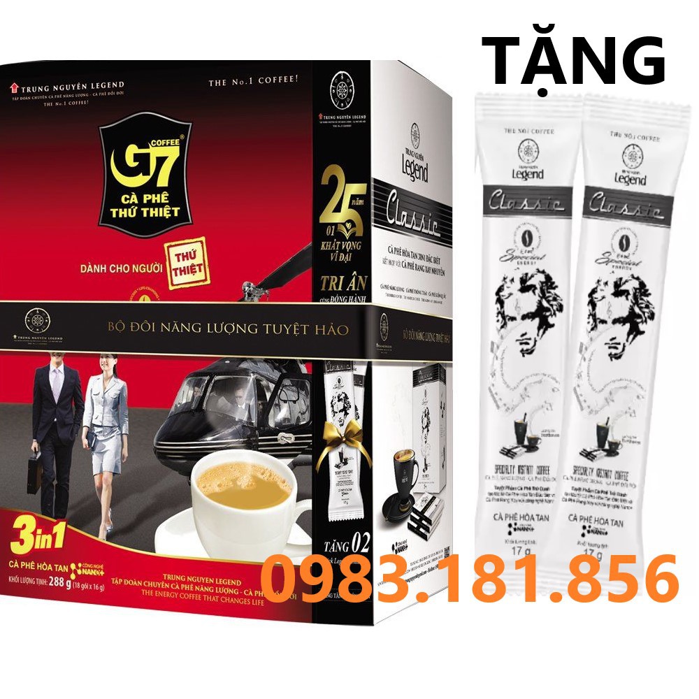 Tặng 2 gói clasic- Cafe hoà tan G7 3in1 hộp 18 gói *16g(Có tem xác thực)