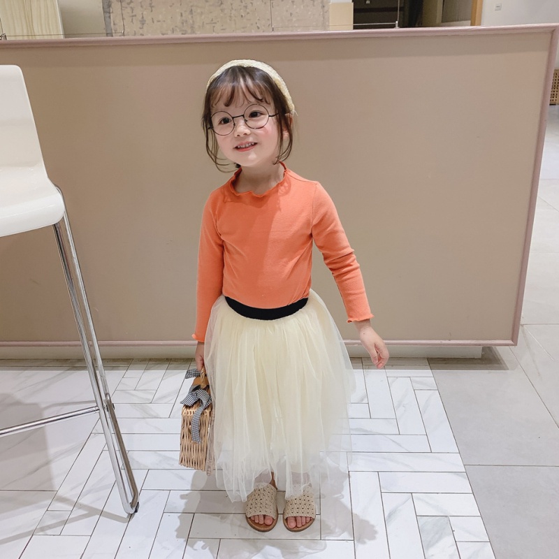 Áo thun cotton bé gái tay dài thoáng khí thoải mái thời trang