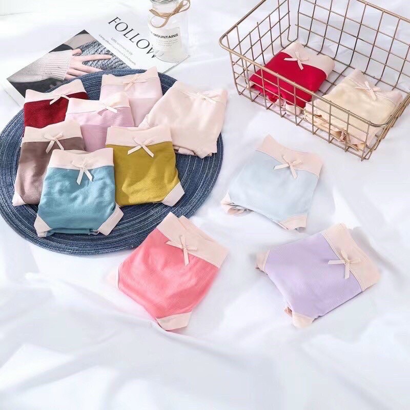 Combo 5 quần lót cotton lụa màu sắc,quần lót nữ