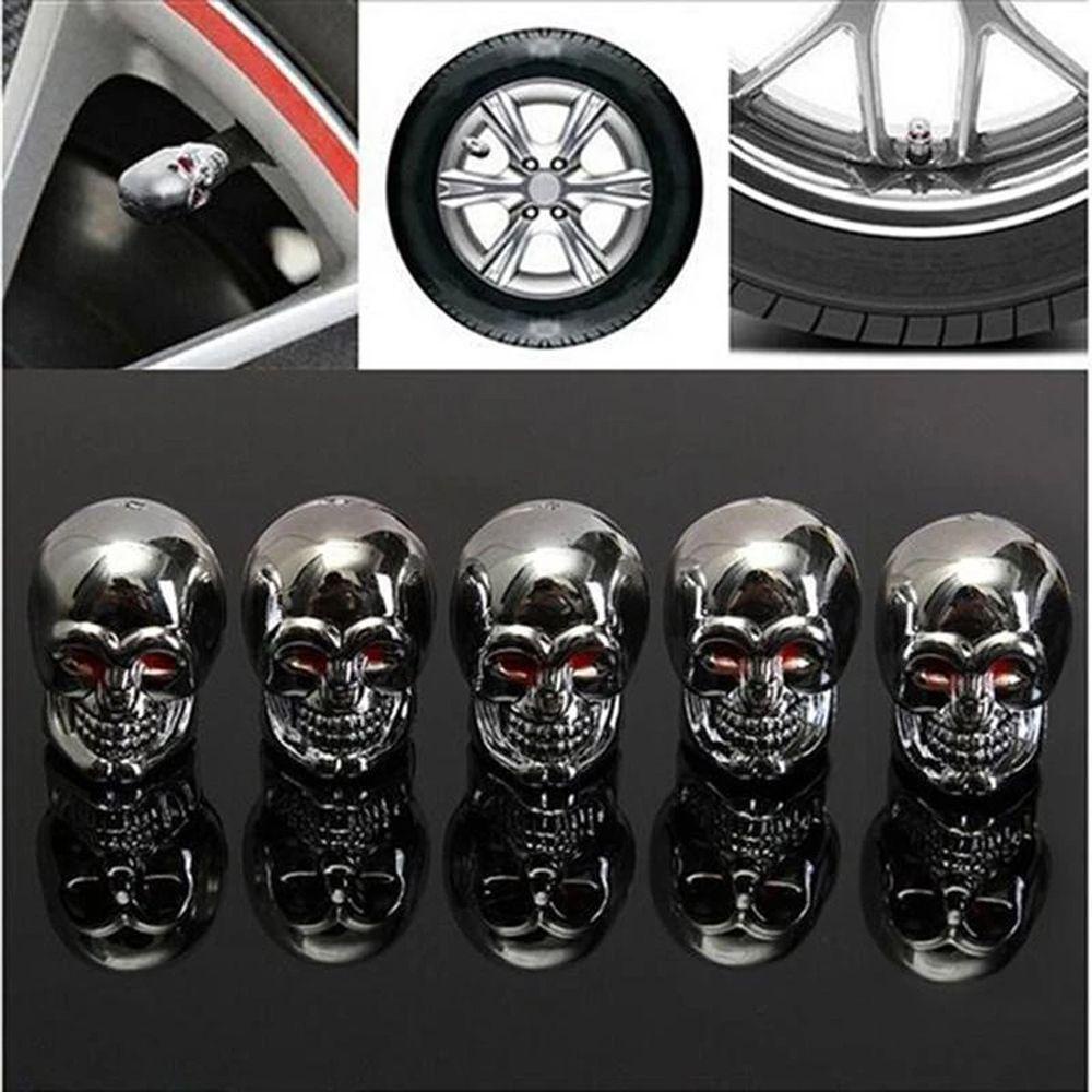 Set 4 Nắp Van Xe Đạp / Xe Máy Lõi Đồng Hình Đầu Lâu Chống Rỉ Sét