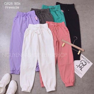 Quần jogger nữ cạp cao nhiều màu chất da cá