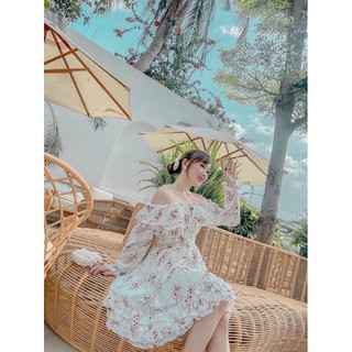 đầm hoa nhí trễ vai