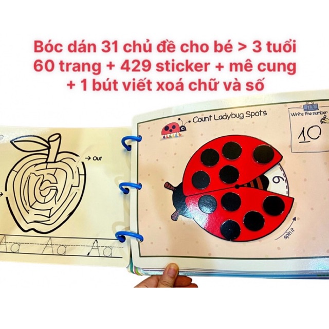 Combo Học Liệu Bóc Dán Tổng Hợp 17 Chủ Đề, 31 Chủ Đề HOPKIDS 60 Trang, Đồ Chơi Thông Minh Giáo Dục Sớm Cho Bé 3-7 Tuổi