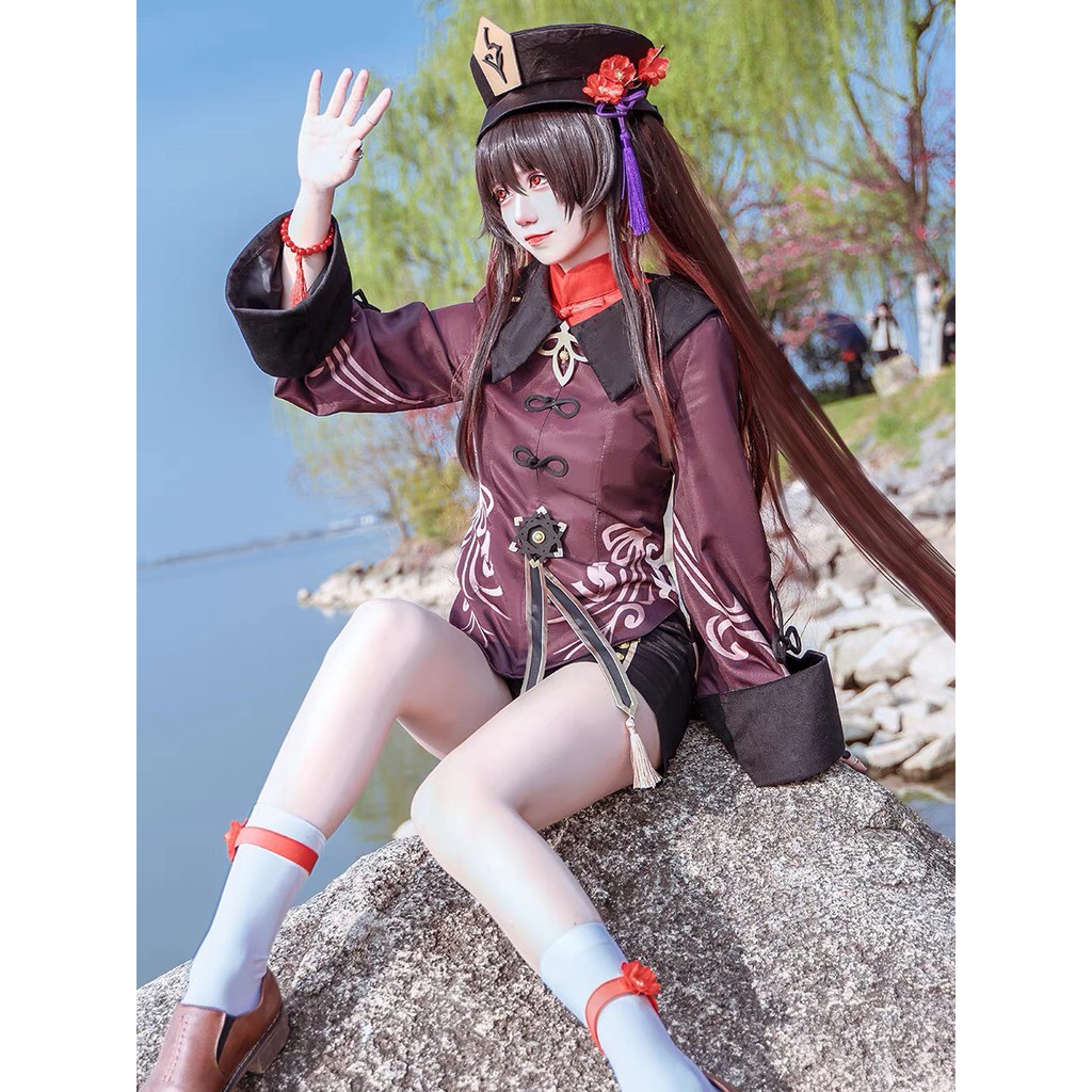 Set cosplay Hutao Genshin Impact