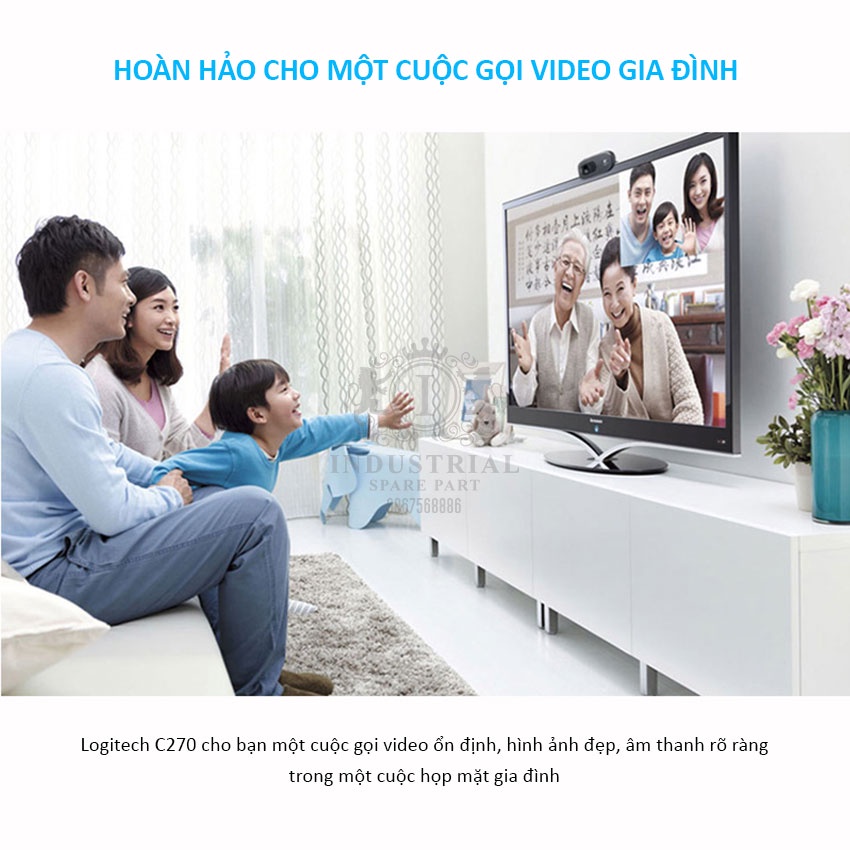 Webcam Logitech C270 HD Gọi Video, học online, họp trực tuyến, Webcam góc rộng với micro giảm tiếng ồn. Hàng chính hãng