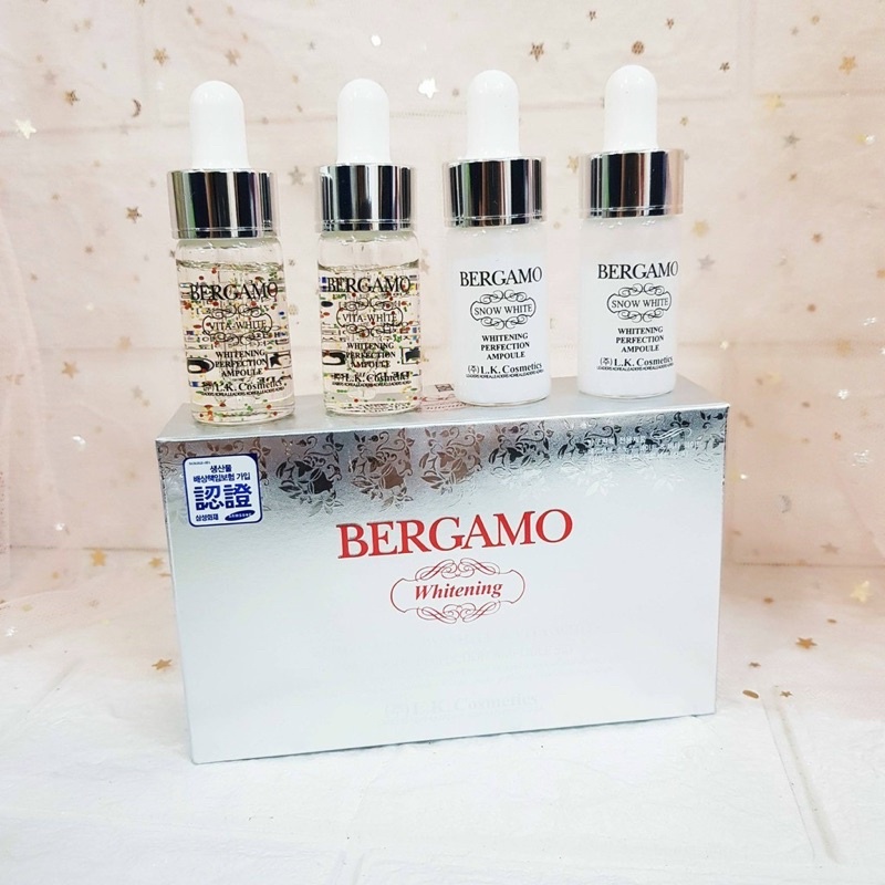 Tinh Chất Bergamo Snow White & Vita Whitening Perfection Ampoule Bạc