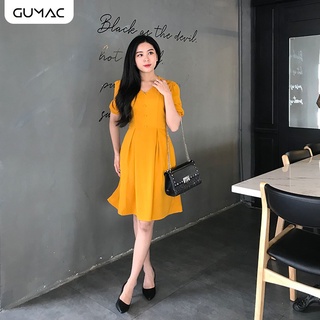 Đầm cổ V tay thun GUMAC DA416_VANG