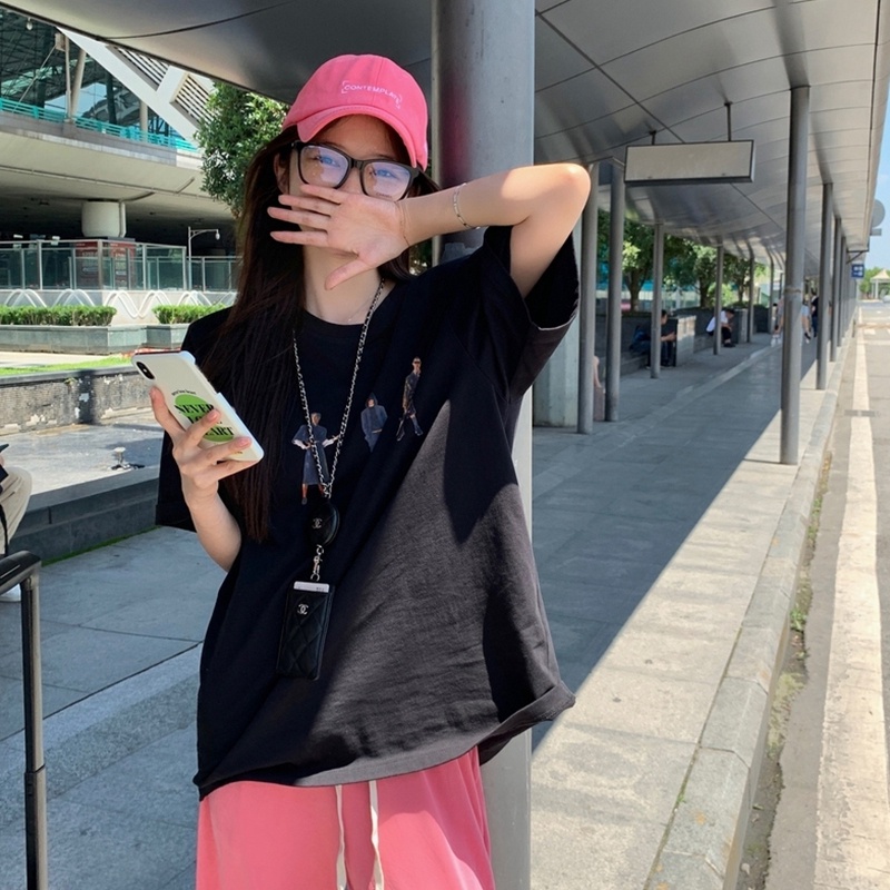 NRVP Áo thun cotton tay ngắn cổ tròn màu trơn thời trang dành cho nữ