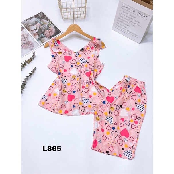 Bộ Lanh Lửng Cổ Tim Nơ Vai VNXK