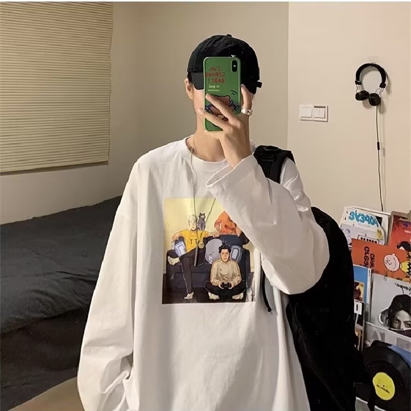 Áo Thun Dáng Rộng In Họa Tiết Hoạt Hình Phong Cách Hip Hop Hàn Quốc Thời Trang Cho Nam Và Nữ size M-5XL