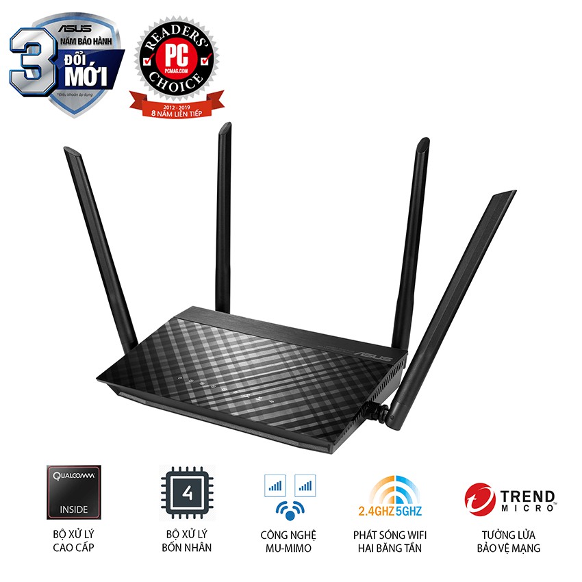 Router wifi ASUS RT-AC59U (Mobile Gaming) Wireless AC1500Mbps Bộ định tuyến băng tần kép