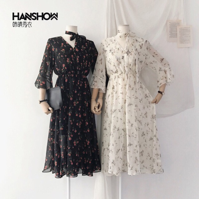 Váy hoa nhí vintage dáng dài / Đầm nữ ulzzang