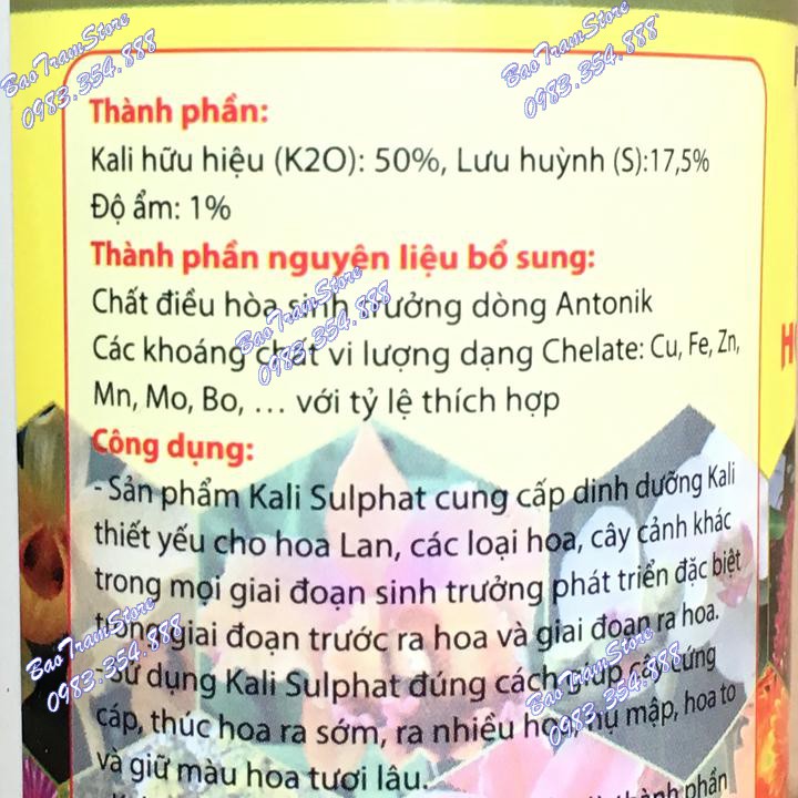 Phân bón Super kali - Kali sunphat hũ 100g, giúp cây nhiều hoa, thắm màu, lâu tàn, sản phẩm chuyên dùng cho hoa lan, cây