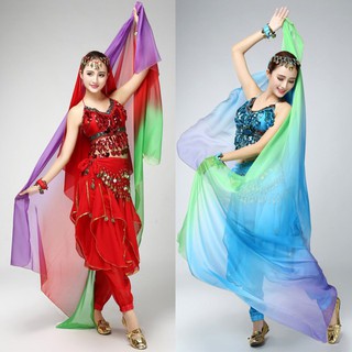Bộ lạc Gradient Màu sắc nhảy múa Trang phục Sheer Belly Dance Veil Khăn quàng cổ