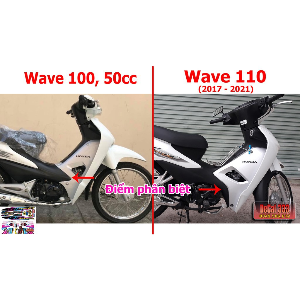 Tem Rời WAVE ALPHA 100 & 50 cc - HỒNG XANH NGỌC ĐEN DÁN XE 612137 (Tem chế 3 lớp cao cấp)