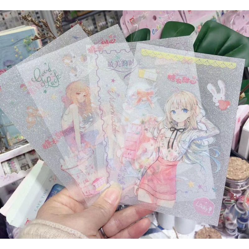 Set 4 tấm sticker trang trí anime hoạt hình dễ thương