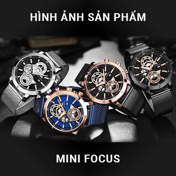 ĐỒNG HỒ NAM MINIFOCUS LỊCH LÃM BA MẮT NHẬT BẢN  DÂY ĐEO LƯỚI THÉP CHỐNG THẤM NƯỚC ( TẶNG PIN ) DẠ QUANG