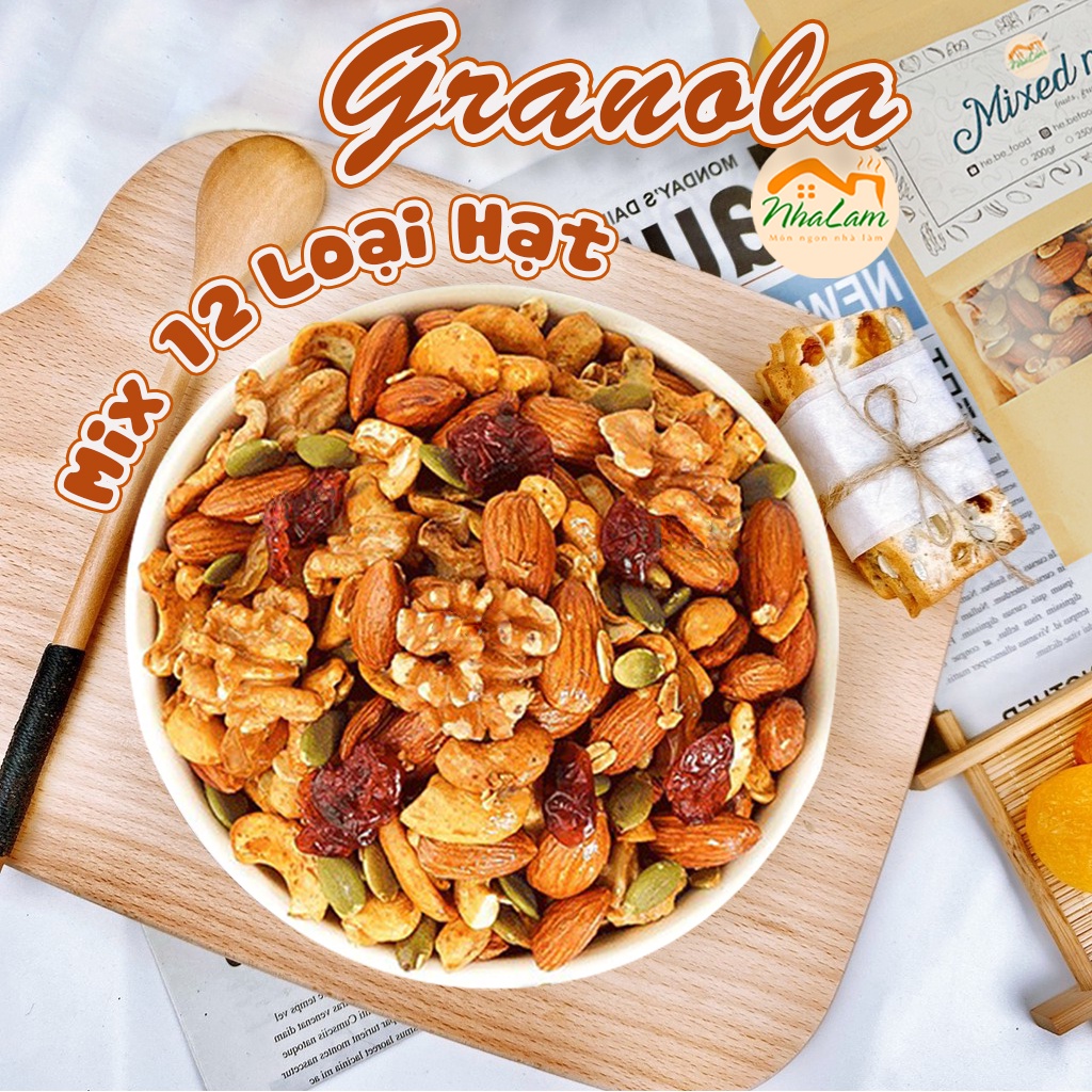 Granola Siêu Hạt, Ngũ Cốc Giảm Cân Thêm Macca, Óc Chó Đỏ, Dừa Khô 12 Loại Hạt - NHALAM FOOD