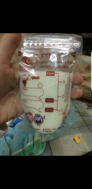 Hộp 30 Túi Trữ Sữa Cảm Biến Nhiệt Kichilachi 100ml - Tặng Bút Ghi Thông Tin