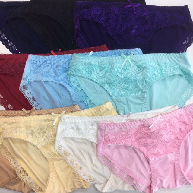 Combo 10 quần lót cotton ren mông siêu mềm mát mùa hè, giặt nhanh khô