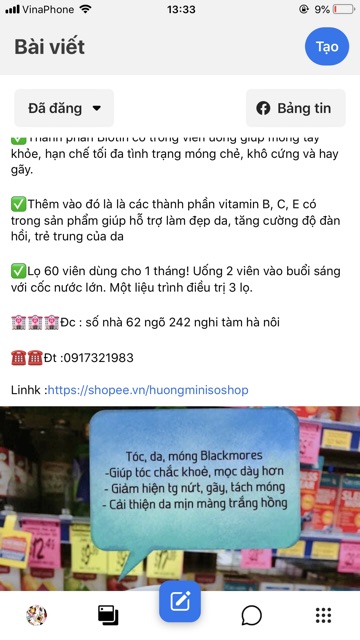 Hộp giấy đựng lọ MỌC TÓC BLACKMORE. Nail, Hair &amp; Skin.