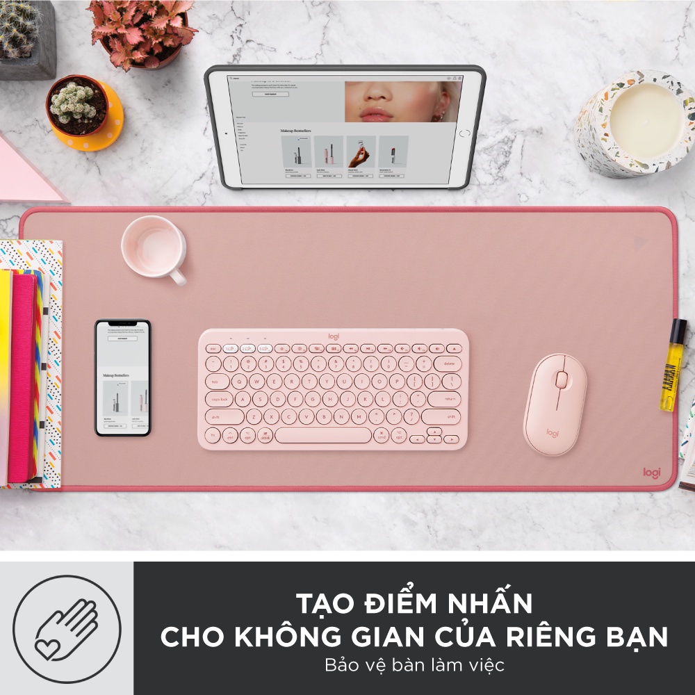 Bàn Di Chuột - Tấm Lót Chuột Logitech Cỡ lớn Deskmat Studio Series - Đế Cao Su Chống Trượt, Lướt Dễ Dàng - Chính Hãng