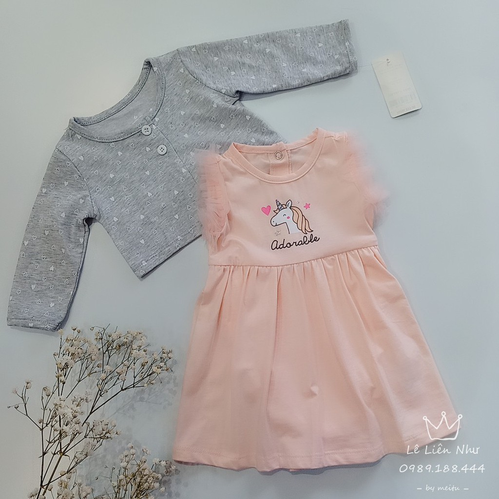 Sét Váy Đầm Có Chíp Kèm Aó Dài Tay Cho Bé Gái Từ 6 Tháng - 24 Tháng💖 Vải Cotton Co Giãn 4 Chiều Hãng Carter Mềm Mại