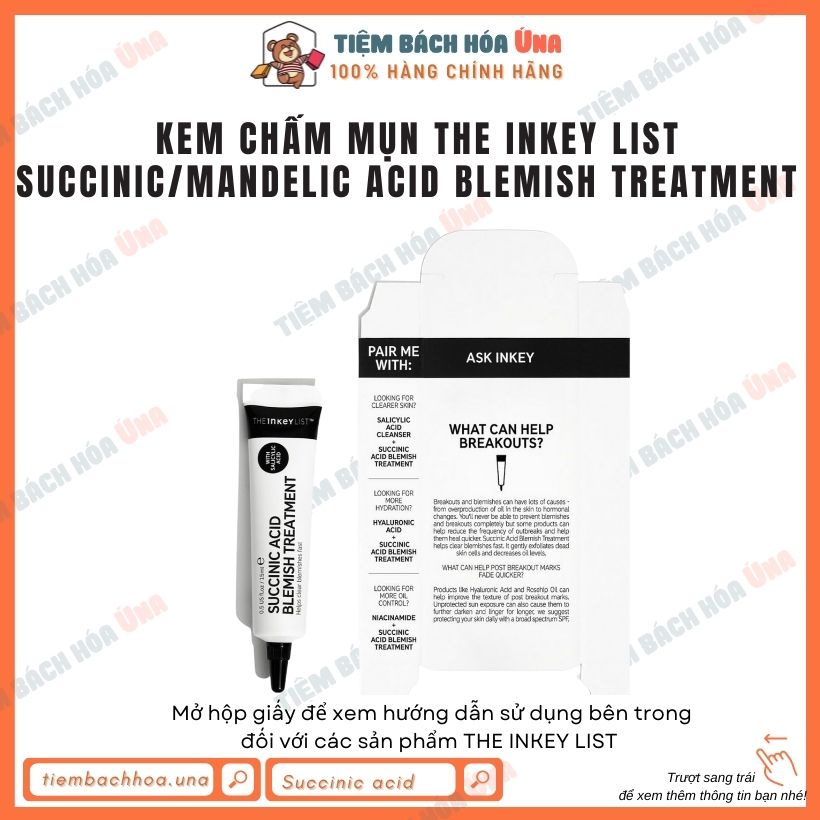 [New] Kem bôi lên mụn The inkey list SUCCINIC ACID và MANDELIC ACID acne treatment 15ml