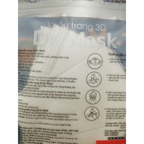 ✅Khẩu trang than hoạt tính CÓ VAN 3D DR.MASK