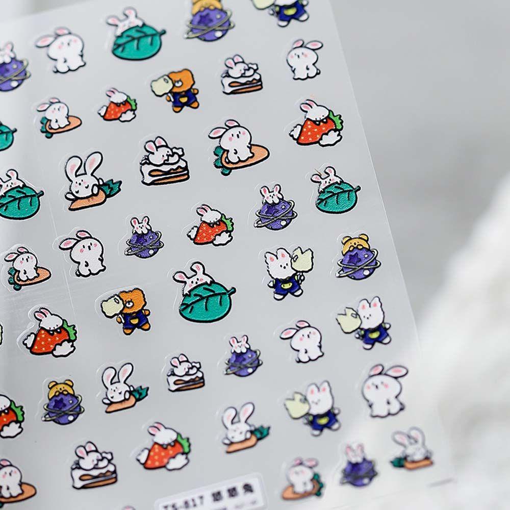 QQMALL Miếng Dán Trang Trí Móng Tay Hình Gấu Pooh / Thỏ / Cà Rốt Dễ Thương DIY
