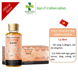ADIVA GOLD COLLAGEN [Hộp 14 chai] - Nước uống collagen cao cấp, ngăn ngừa lão hoá, giảm stress
