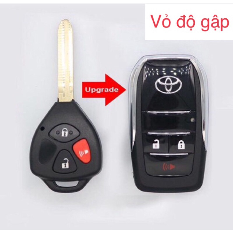 Vỏ chìa khoá độ gập TOYOTA ( 3 NÚT ) đời 2005 - 2014 xe Innova , Camry , Vios , Fortuner , Hilux , Corola