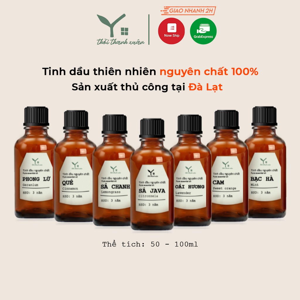 Tinh dầu khuếch tán Youth Home, 7 mùi tinh dầu thiên nhiên 100% sản xuất tại Đà Lạt