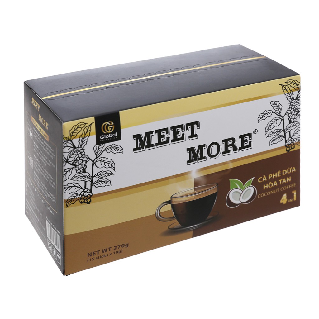 Cà phê hòa tan Meet More 4 in 1 Đủ Vị 15 gói × 18g