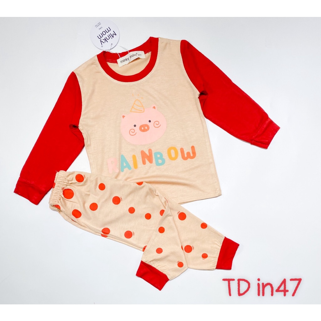 Bộ Dài Tay THUN LẠNH MINKYMOM Phối Màu In Hình Động Vật Dễ Thương Cho Bé TD-IN47