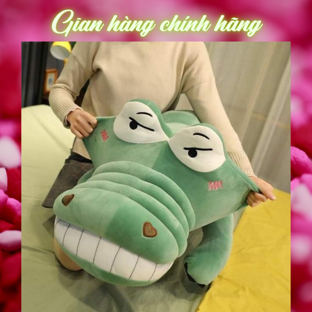 Gấu Bông Cá Sấu Mặt Ngáo, gối ôm hình thú nhồi bông cho bé Siêu To Khổng Lồ, Vải Co Giãn 4 Chiều Siêu Mềm