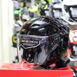 Mũ Bảo Hiểm 3/4 Roc 2 Đen Bóng - TẶNG KHÓA SỐ