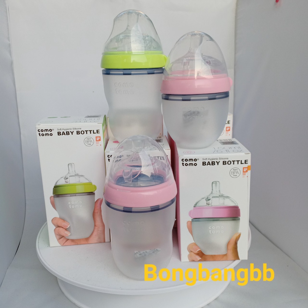 Bình sữa cho bé sơ sinh chống sặc, bình sữa sơ sinh 240 ml / 250 ml / 150 ml silicon có tay cầm tặng kèm