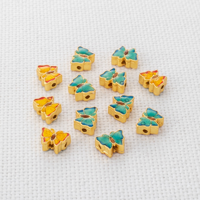 Phụ Kiện Hạt Xỏ Vòng Tay/Dây Chuyền Thủ Công Bằng Đồng 18k Màu Vàng Đồng Hình Bướm Đục Lỗ diy