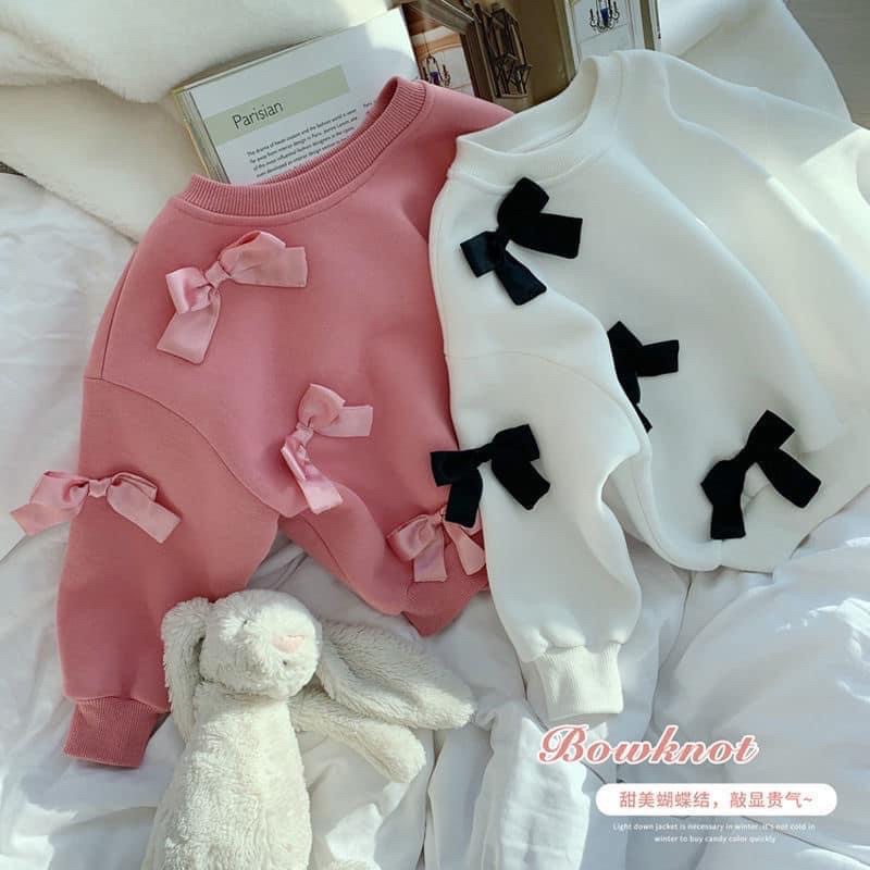 Áo nỉ phối nơ cho bé