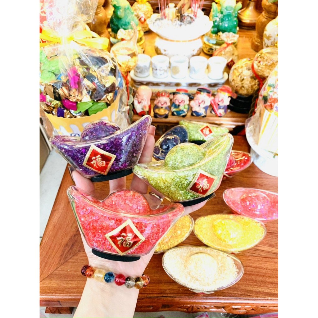 Thỏi vàng Thần Tài Kim Nguyên Bảo phong thủy chiêu tài may mắn tài lộc kích thước lớn 60 x 56 x 110mm