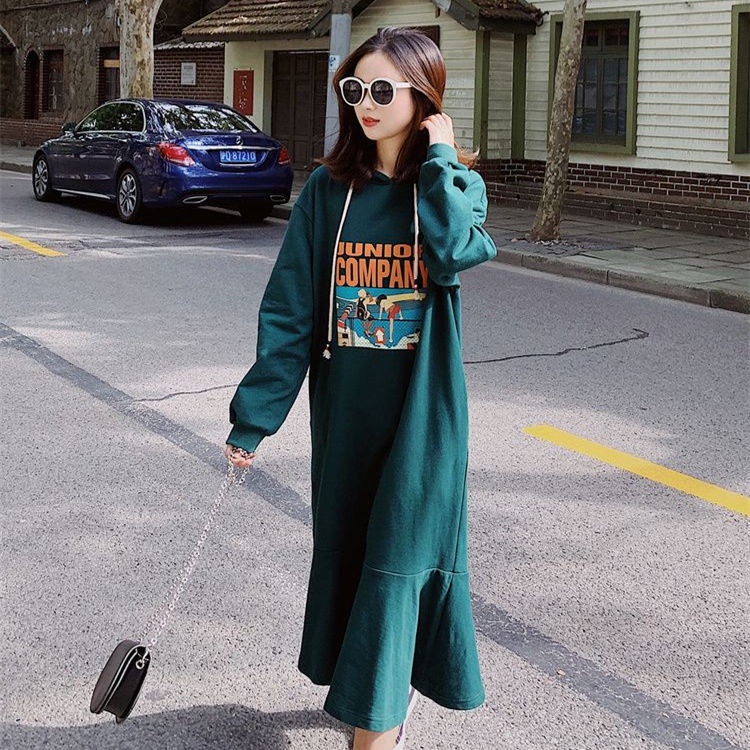 [Linin] Đầm Đuôi Cá Dáng Dài Rộng Cỡ Lớn Thời Trang Xuân Thu Cho Nữ
