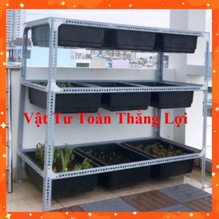 Kệ sắt V lỗ đa năng V4x4cm trồng rau kích thước R65cm x D1.3m x Cao 1m,1.2m,1.5m thích hợp trồng nhiều loại rau