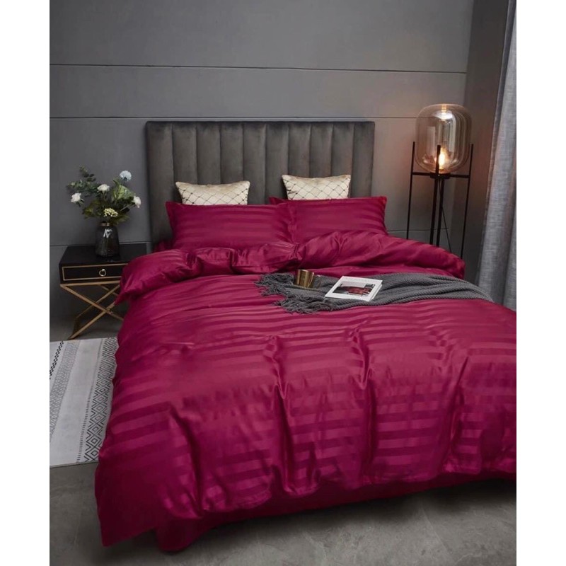 Bộ chăn ga gối cotton kẻ sọc 3F cao cấp chuyên dòng khách sạn( hỗ trợ bo chun mọi size giường)