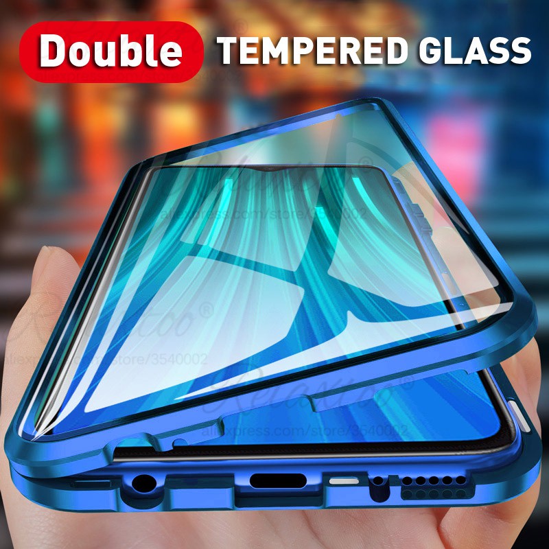 Ốp lưng kính cường lực hai lớp Magneto Magnetic Adsorption Metal double Glass Case For Oneplus 6T 7 Pro Back Cover