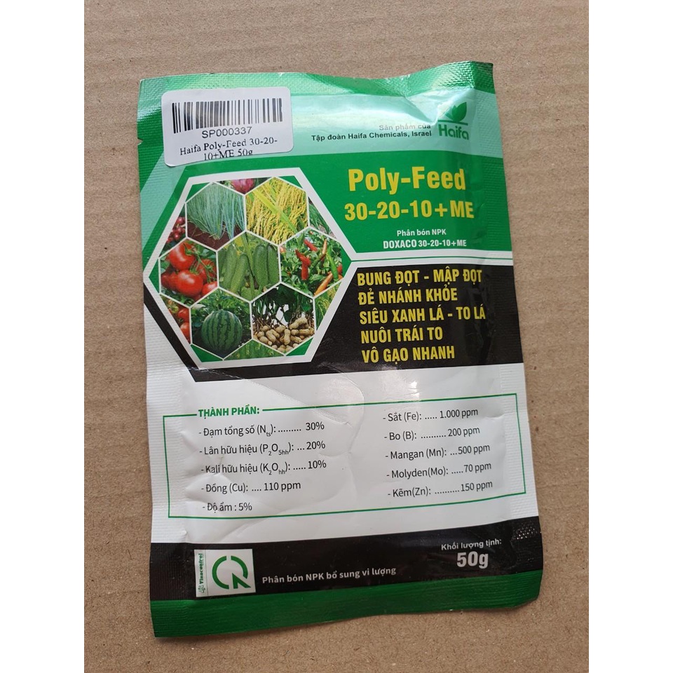 SET 5 GÓI PHÂN BÓN LÁ POLY-FEED 30-20-10+ME  CHẤT LƯỢNG CAO