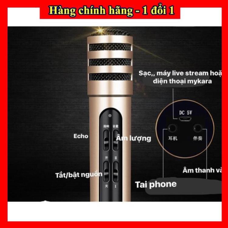 [Top sale] - Micro thu âm hát karaoke online Livestream míc C7 đầy đủ dây kết nối và màng lọc tặng kèm tai nghe nhỏ gọn